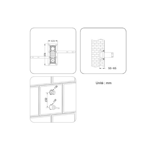 Système de douche encastrée or brossé